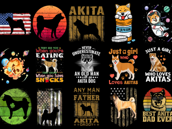 15 akita shirt designs bundle for commercial use part 3, akita t-shirt, akita png file, akita digital file, akita gift, akita download, akita design
