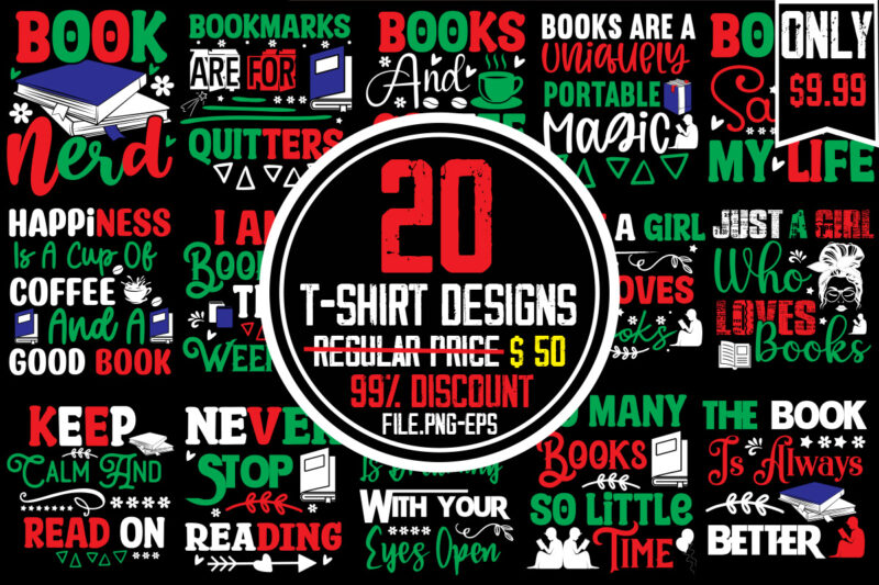 Reading T-shirt Bundle, Reading SVG Bundle,20 Designs,on sell Design,Big Sell Design,Keep Calm And Read On T-shirt Design,Book Nerd T-shirt Design,Books Quotes Bundle Png Instant Download, Book Reading Png, Booktrovert Lover