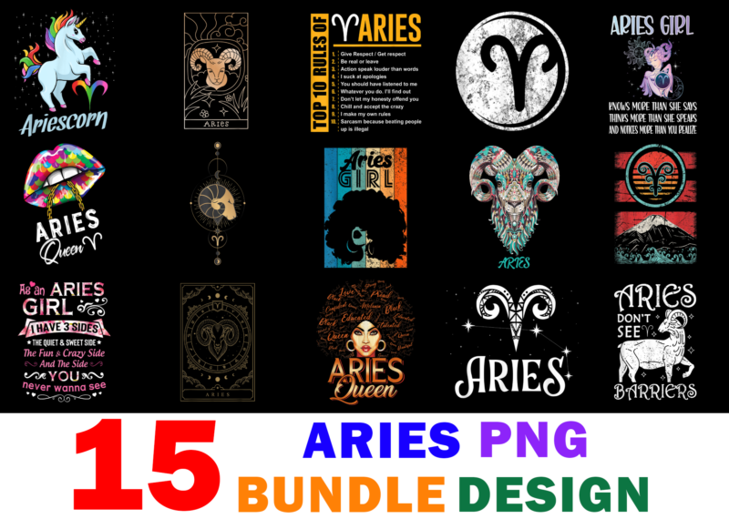 15 Aries Shirt Designs Bundle For Commercial Use Part 3, Aries T-shirt, Aries png file, Aries digital file, Aries gift, Aries download, Aries design