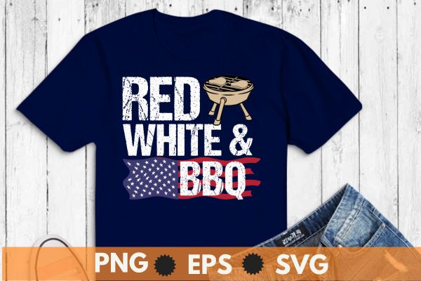 Red white & bbq funny usa flag 4th of july bbq t shirt design vector, usa flag,bbq 4th of july, patriot bbq, celebration 4th of july, 4th of july drink,