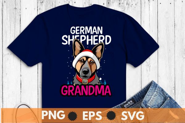 german shepherd christmas day t shirt svg, german shepherd wear santa hat, german shepherd, santa hat, christmas, dog lover,