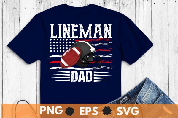 Lineman dad american football lineman flag t shirt design vector