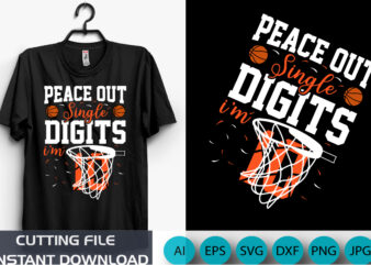Peace Out Single Digits I’m 10 kids Raglan Baseball Tee, 10th Birthday T-shirt, Shirt Print template