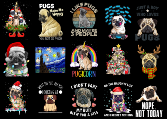 15 Pug Shirt Designs Bundle For Commercial Use Part 4, Pug T-shirt, Pug png file, Pug digital file, Pug gift, Pug download, Pug design
