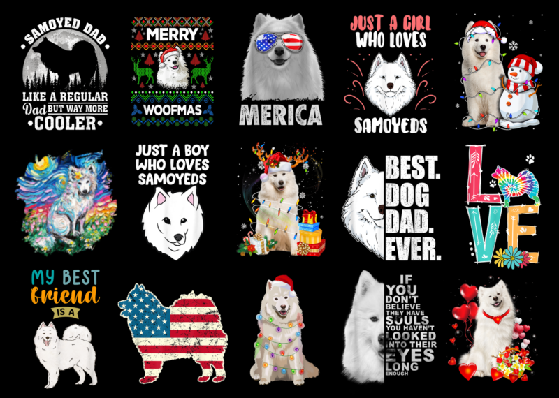 15 Samoyed Shirt Designs Bundle For Commercial Use Part 4, Samoyed T-shirt, Samoyed png file, Samoyed digital file, Samoyed gift, Samoyed download, Samoyed design