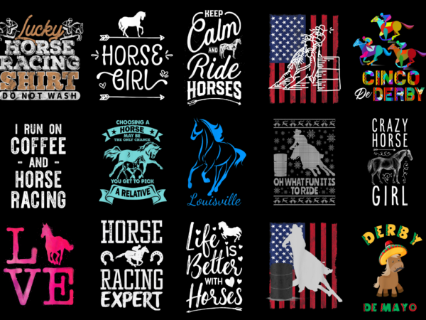 15 horse racing shirt designs bundle for commercial use part 2, horse racing t-shirt, horse racing png file, horse racing digital file, horse racing gift, horse racing download, horse racing design