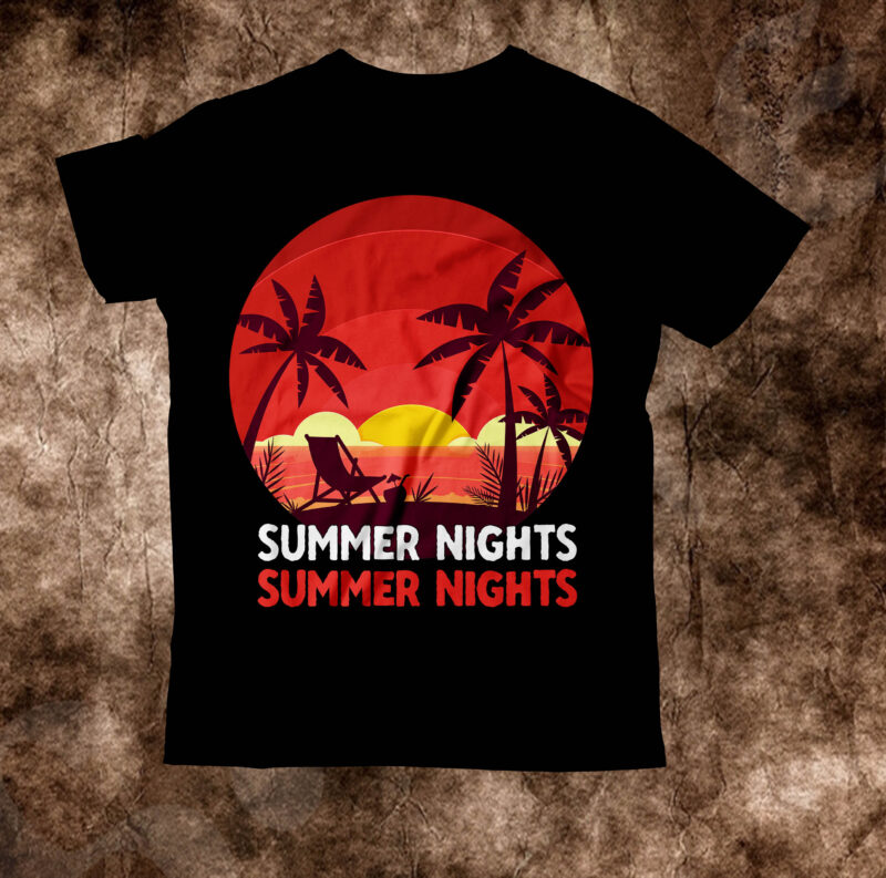 Summer Nights T-Shirt Design,Summer Nights Vector T-Shirt Design On Sale, Summer T-Shirt Design, Summer Vector T-Shirt Design, vector for t-shirt bundle , Hello Summer T-Shirt Design, Hello Summer SVG Cut