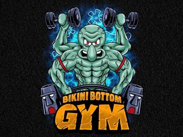 Squid muscle t shirt template vector