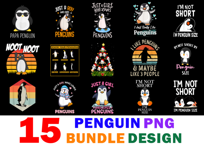 15 Penguin Shirt Designs Bundle For Commercial Use Part 2, Penguin T-shirt, Penguin png file, Penguin digital file, Penguin gift, Penguin download, Penguin design