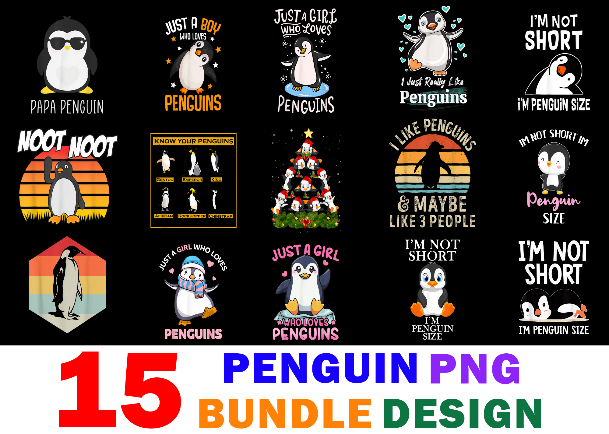 15 Penguin Shirt Designs Bundle For Commercial Use Part 2, Penguin T