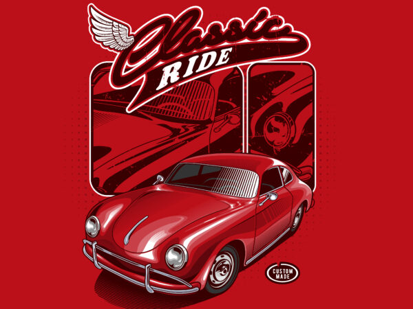 Ruby elegance: red classic car vector illustration