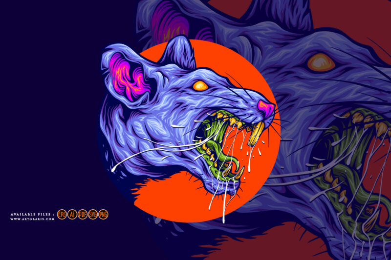 Zombie rat head frightening depiction artistic illustrations
