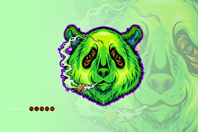 Panda blissfully smoking a cannabis joint