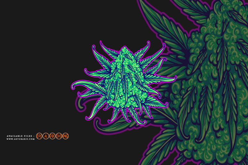 beautiful cannabis indica bud eye catching illustrations