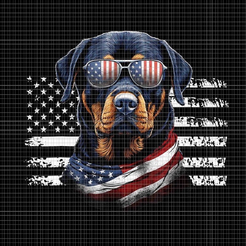 Rottweiler Dog Dad Dog Mom USA Flag 4th Of July Png, Rottweiler Dog Png, Dog Flag Png