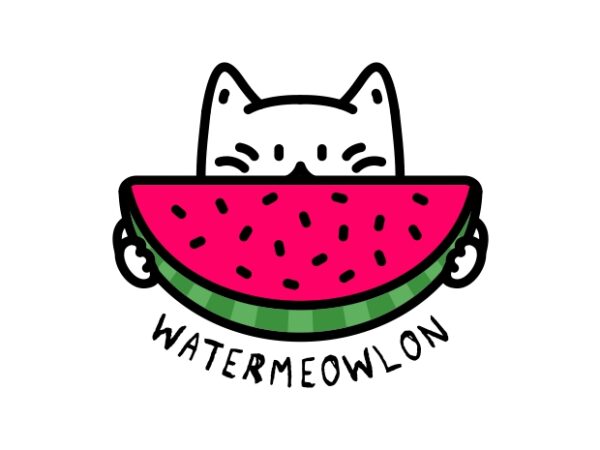 Watermeowlon watermelon cat t shirt design for sale