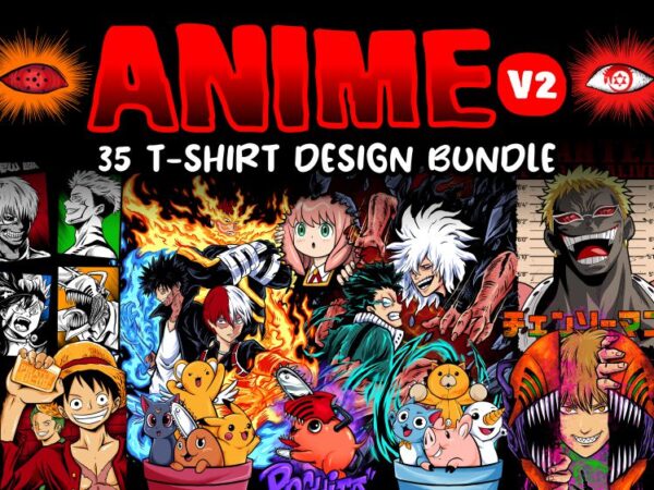 Anime illustration tshirt design bundles volume 2 japanese