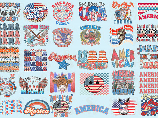 Retro 4th of july t-shirt desisgns bundle