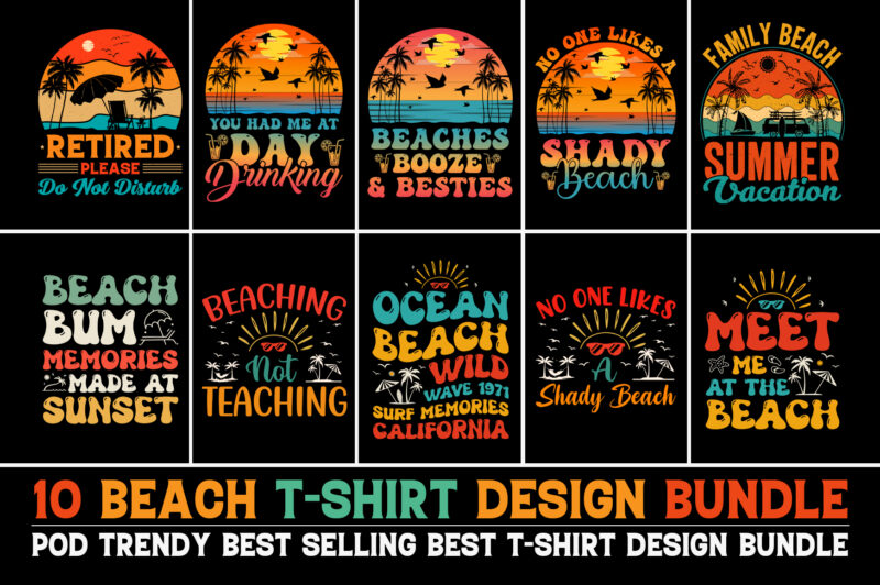 Beach T-Shirt Design Bundle