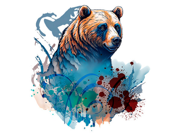 Watercolor bear t shirt design for sale