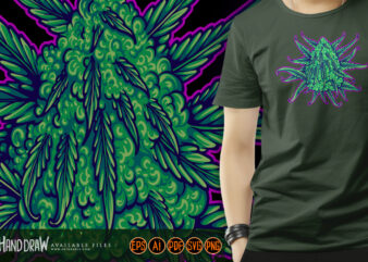 beautiful cannabis indica bud eye catching illustrations t shirt template