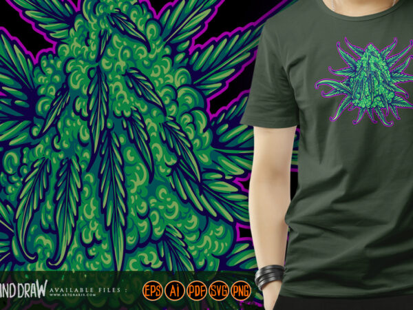 Beautiful cannabis indica bud eye catching illustrations t shirt template