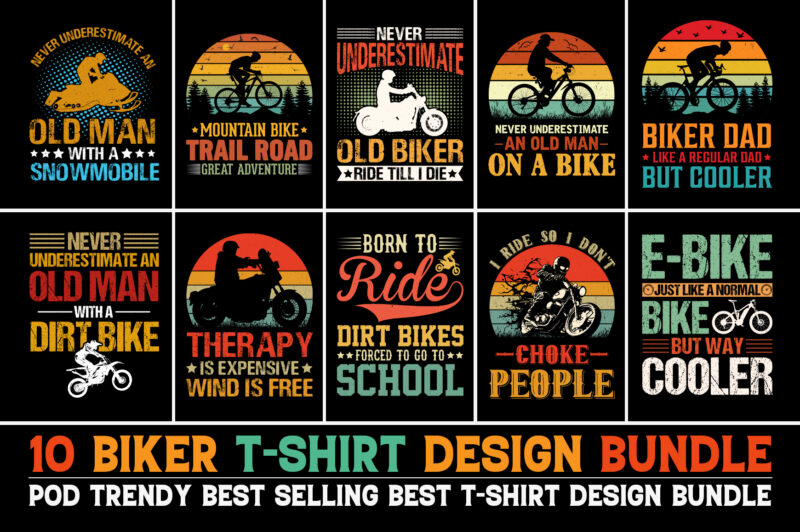 Biker T-Shirt Design Bundle-Trendy Pod Best T-Shirt Design Bundle