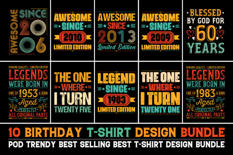 Birthday T-Shirt Design Bundle