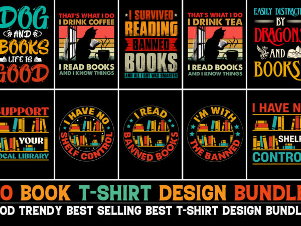 Book t-shirt design bundle