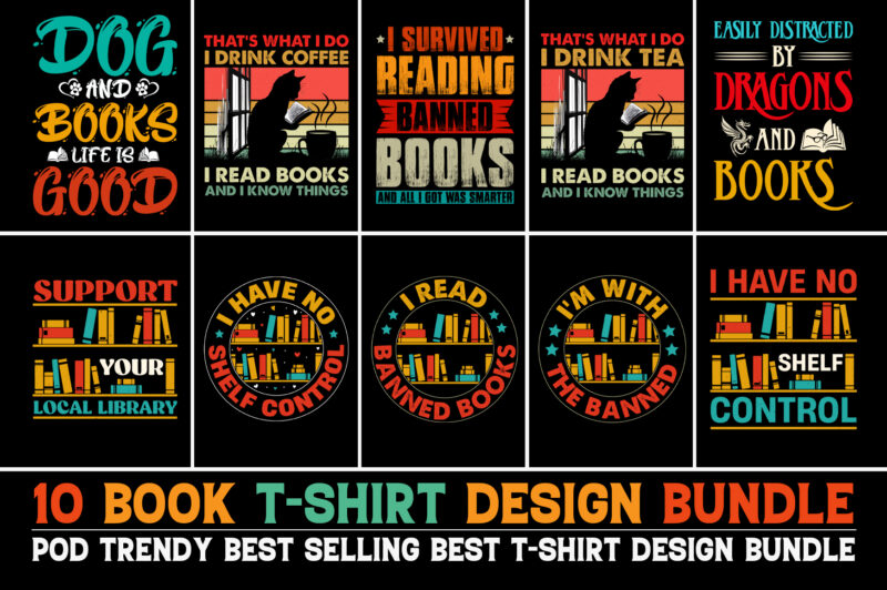 Book T-Shirt Design Bundle