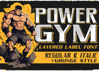 Power Gym 10 editable t-shirt designs with unique font
