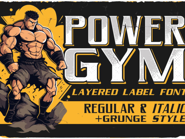 Power gym 10 editable t-shirt designs with unique font