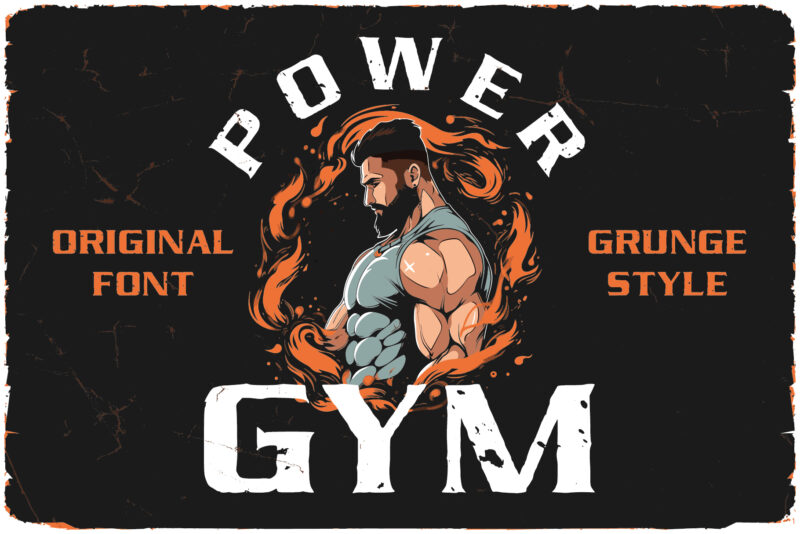 Power Gym 10 editable t-shirt designs with unique font