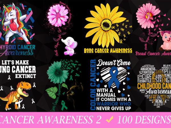 Buy cancer t-shirt design bundle – 100 designs