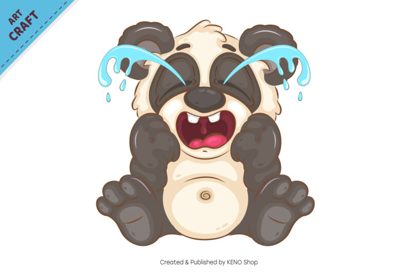 Cartoon Crying Panda. Animal Art.