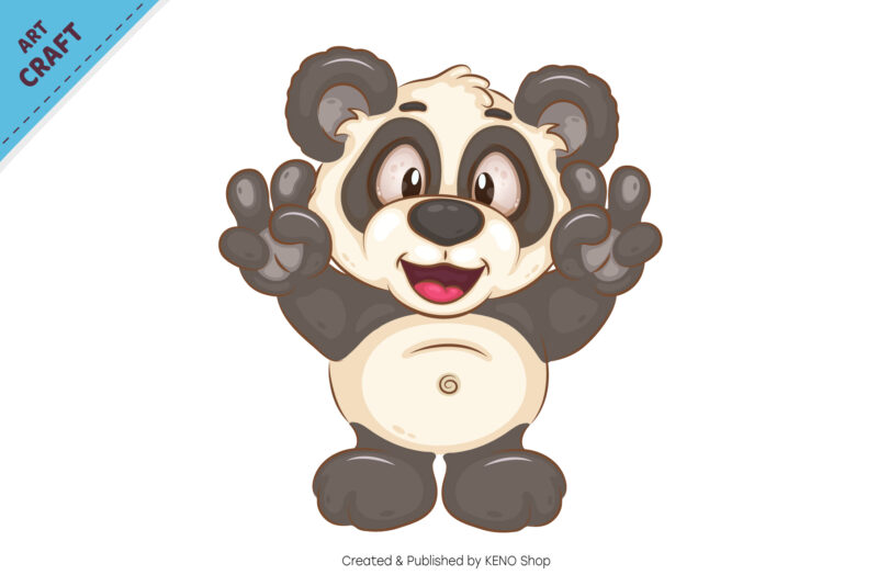 Set of Cartoon Pandas 01. Clipart.