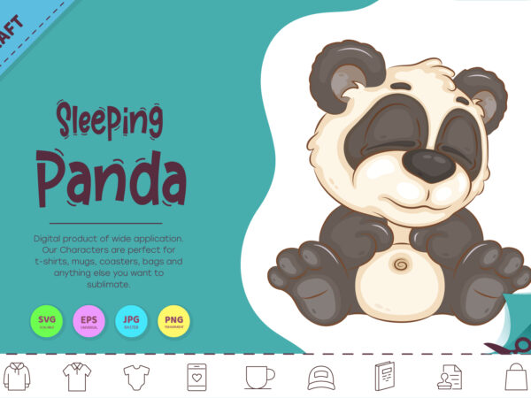 Cartoon sleeping panda. clipart. t shirt vector file
