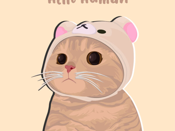 Cat cute hello human t shirt vector file