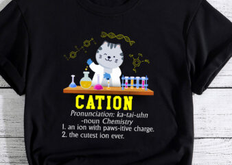 Cation – Funny Chemistry Humor Science Teacher Cat Pun PC t shirt vector file