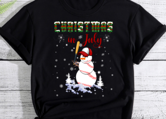 Christmas in july For Baseball Fan Snowman, Snowman Baseball PC t shirt vector file