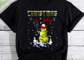 Christmas in july For tennis Fan Snowman, Snowman tennis PC t shirt vector file