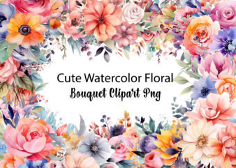 Cute Watercolor Floral Bouquet Clipart t shirt vector file