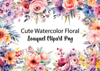 watercolor floral bouquet clipart t shirt design for sale
