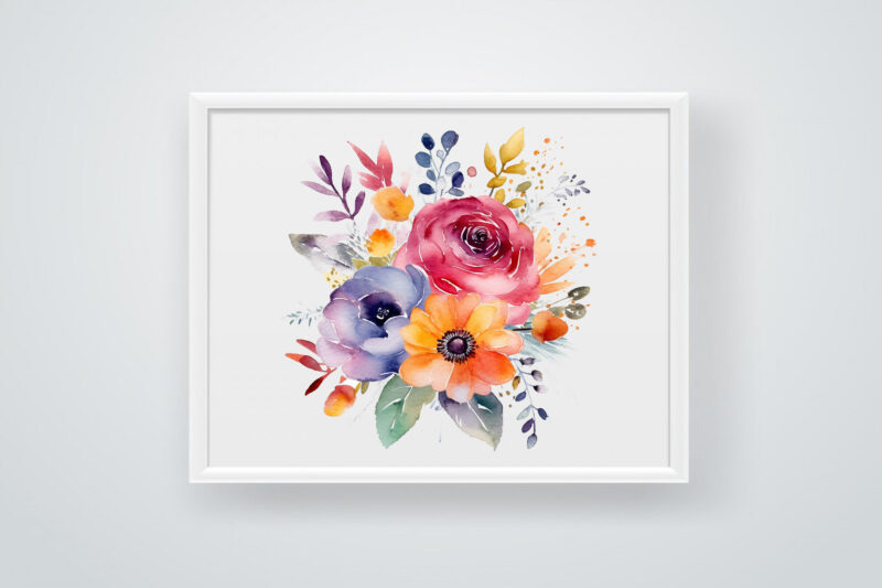 Cute Watercolor Floral Bouquet Clipart