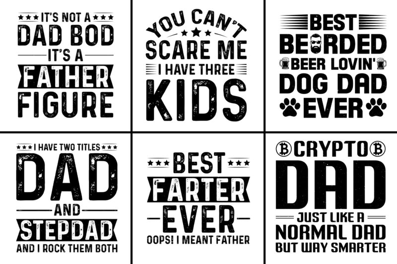 Dad Papa Daddy Father’s Day T-Shirt Designs SVG Bundle