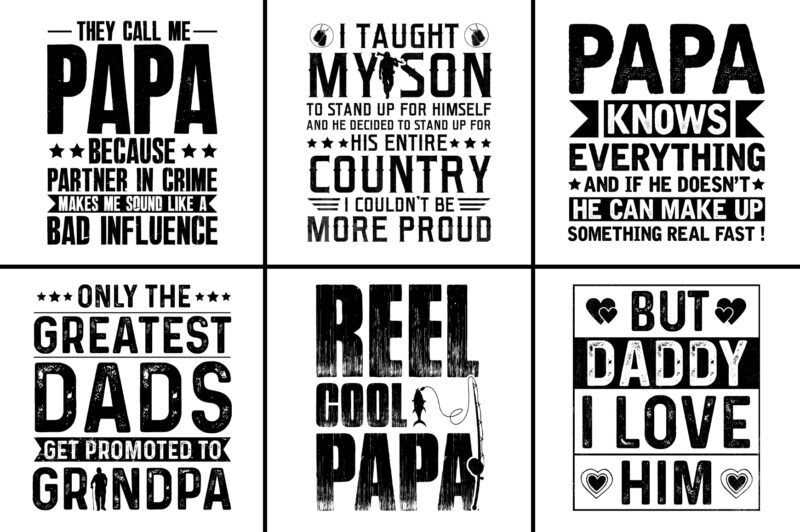 Dad Papa Daddy Father T-Shirt Design Svg Bundle