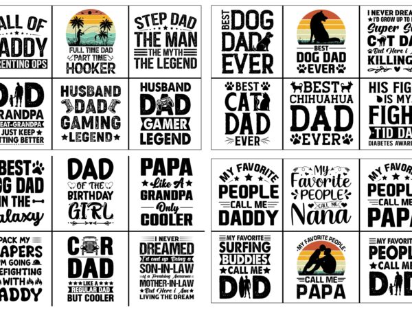 Dad papa daddy father t-shirt design svg bundle