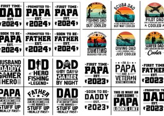 Dad Papa Daddy Father’s Day T-Shirt Design Svg Bundle