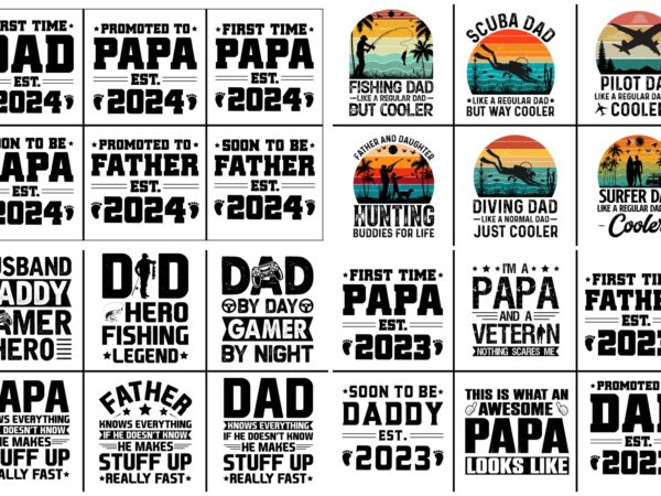 Dad papa daddy father’s day t-shirt design svg bundle