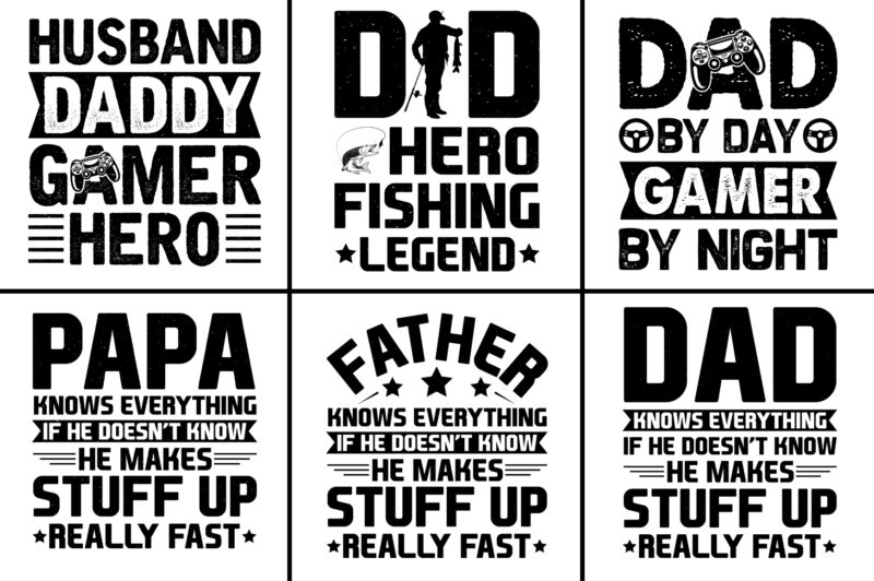 Dad Papa Daddy Father’s Day T-Shirt Design Svg Bundle